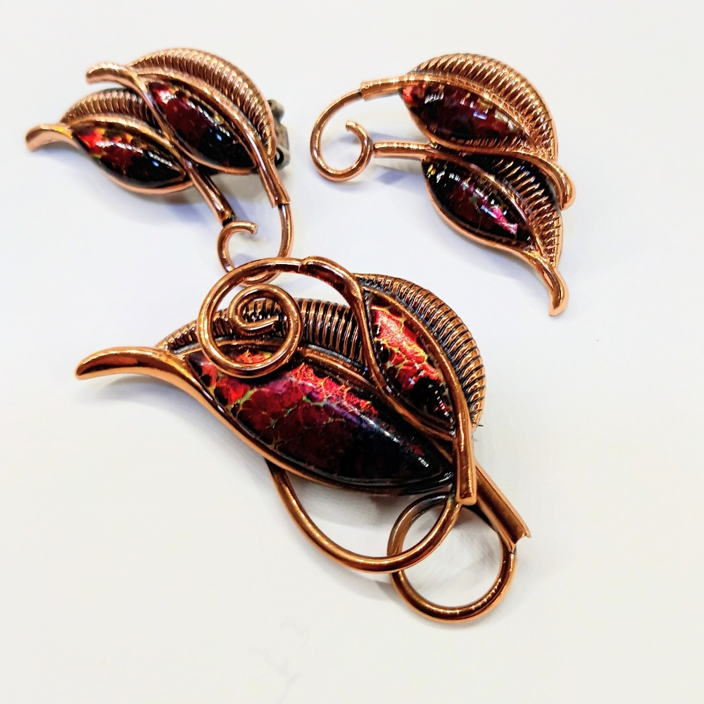 Matisse Signed Brooch And Earring Set Vintage